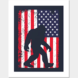 Bigfoot American Flag Posters and Art